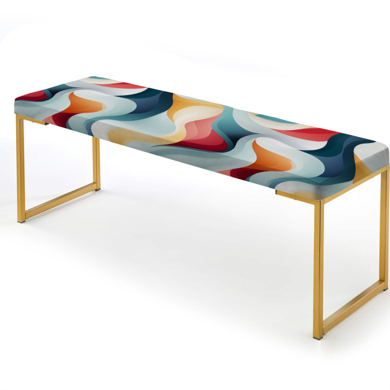 Urban Neutrality - Geometric Upholstered Gold Bench