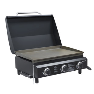 Plaque chauffante portative au propane avec couvercle, barbecue à gaz à dessus plat à 3 brûleurs de 22 pouces, plaque chauffante de table de 36 000 BTU pour le camping, le camping-car et le chalet