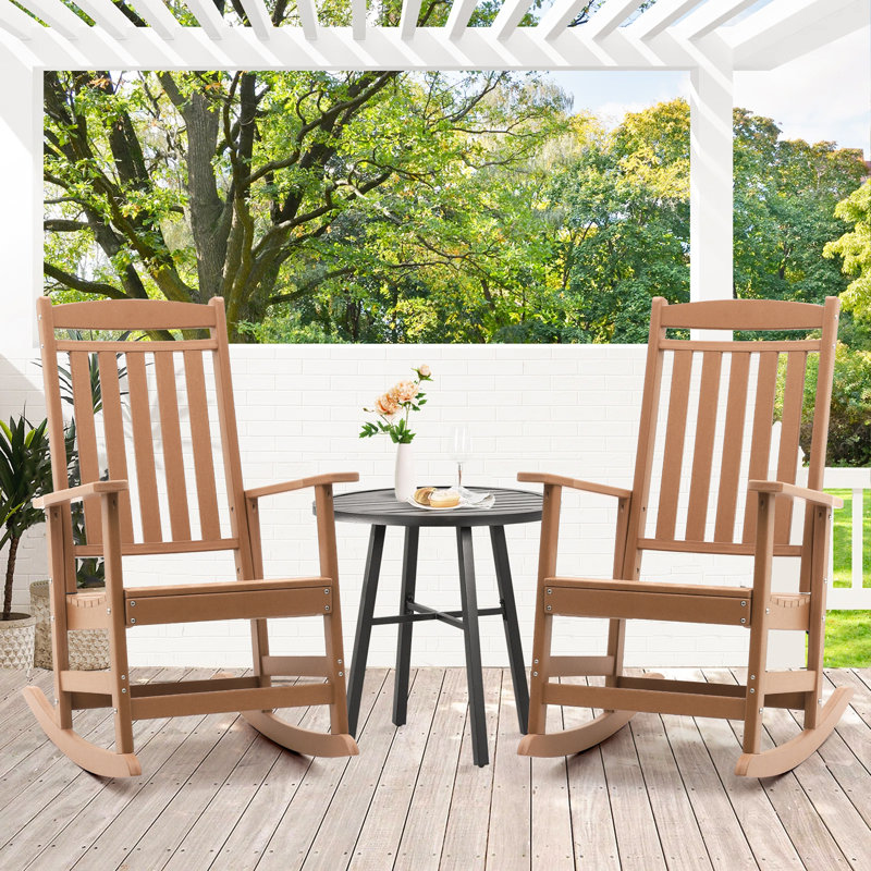 Chaise berçante d'extérieur en plastique, Brun