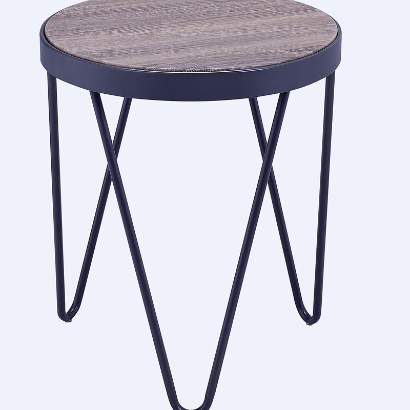 Table d'appoint en chêne gris vieilli et noir