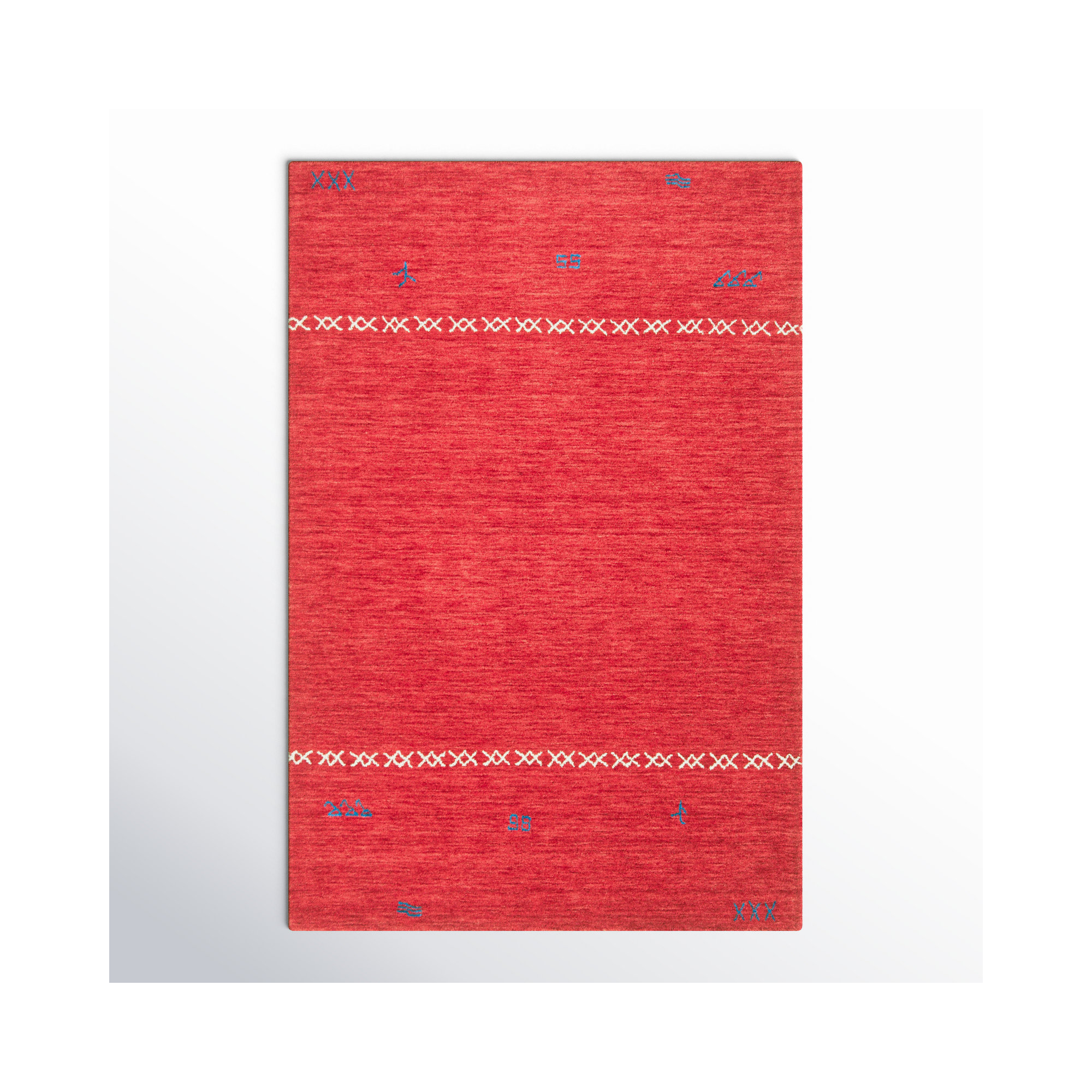 Santiago Handmade Wool Red Rug, Rectangle 2' x 3'