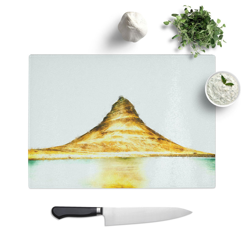 Tempered Glass the Kirkjufell Mountain in Iceland Chopping Board, 28.5 cm x 39 cm