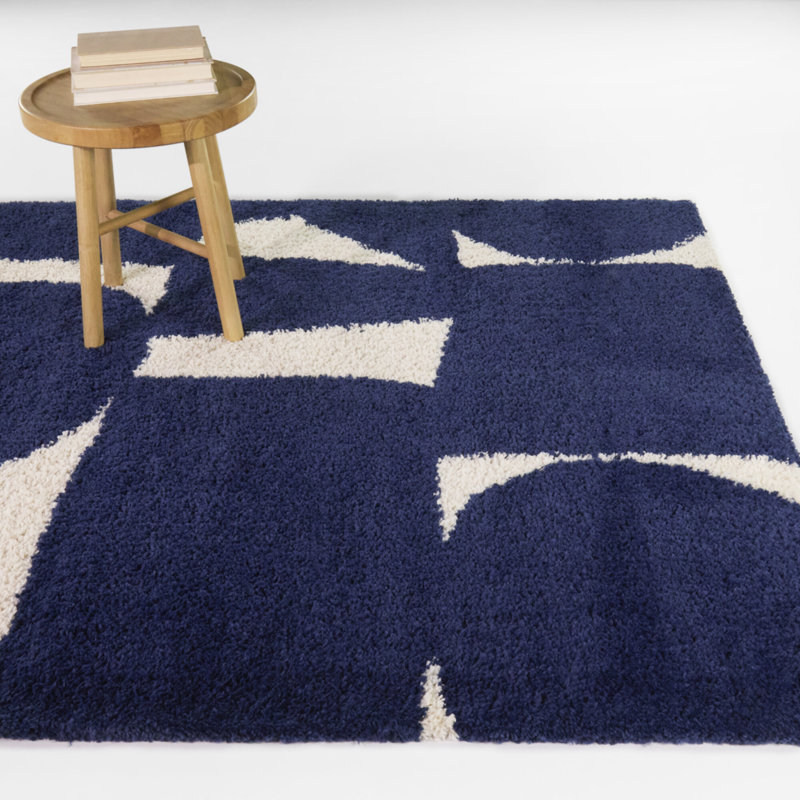 Armin Navy Abstract Geometric Area Rug, Rectangle 5'3" x 7'