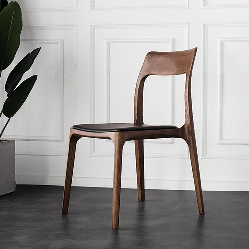 45 cm H Leather Match Stackable Armchair in Black, Dark Oak
