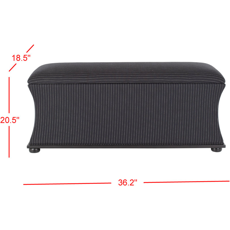 Maiden Linen Blend Upholstered Storage Bench, Black/Cream
