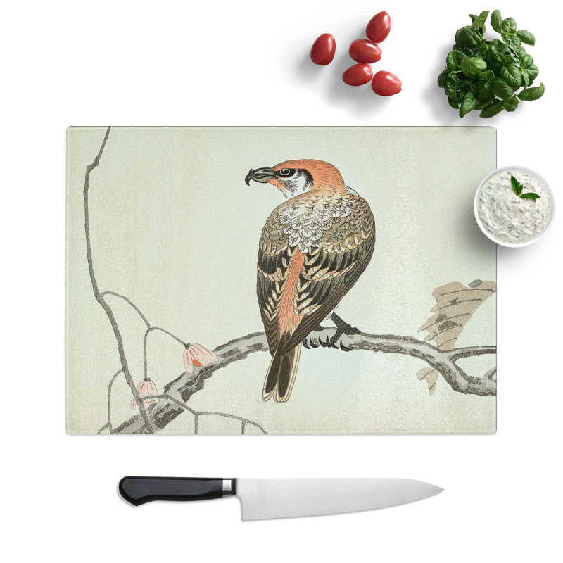 Tempered Glass Crossbill on a Tree Branch Chopping Board, 39 cm W x 28.5 cm L