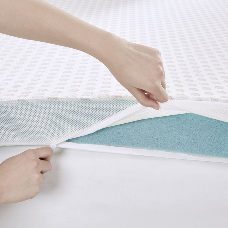 Hypoallergenic 3" Cooling Gel Memory Foam Mattress Topper with Removable Cooling Cover, Twin