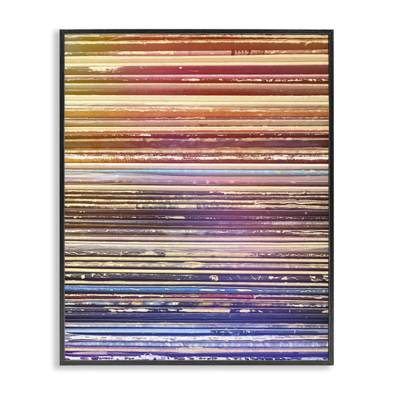  Album de musique, bords de disques, estampe numérique de Graffi * tee, H 14 po x l 11 po, Giclée encadrée noir minuit