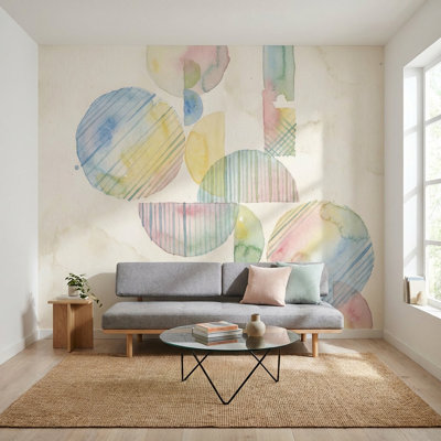 Décoration murale amovible sur fond blanc avec lumière neutre