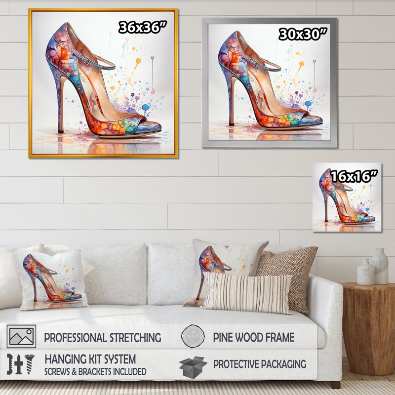 Pop Art High Heels Shoes Elegance - mode, talons hauts, art mural, Cadre simple noir, H 36 po x l 36 po x P 1,5 po