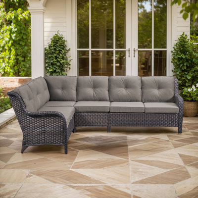 Carolina Outdoor Wicker Patio Sectional with Cushions