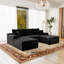 Canapé modulaire 104,3 x 70,8 po (3 pièces) - canapé en velours côtelé moelleux sans assemblage, noir