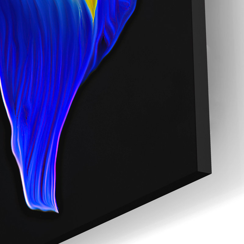 Art mural en verre acrylique «Blue Iris» par Pamela Plummer, H 12 po x l 12 po x P 0,13 po