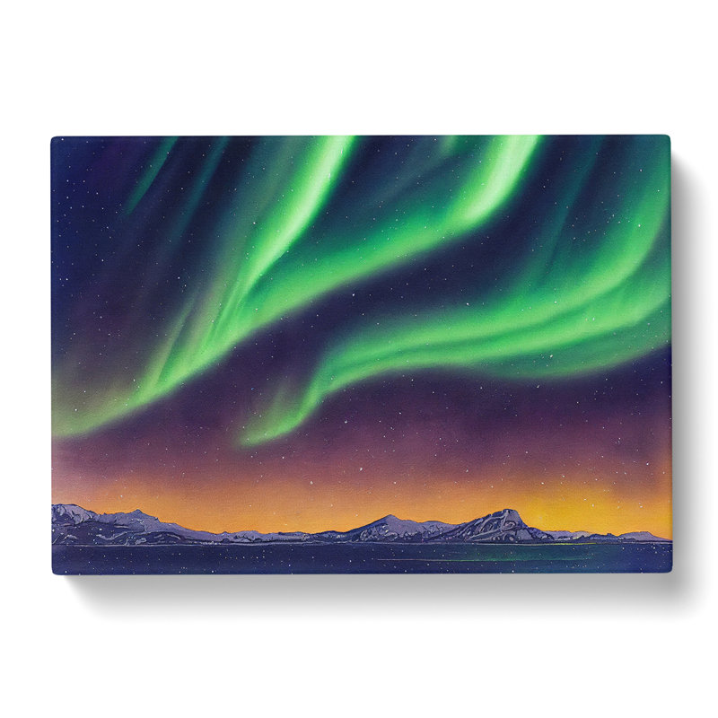 Northern Lights Watercolour Vol.4 - Wrapped Canvas Print, 35cm H x 50cm W x 3cm D