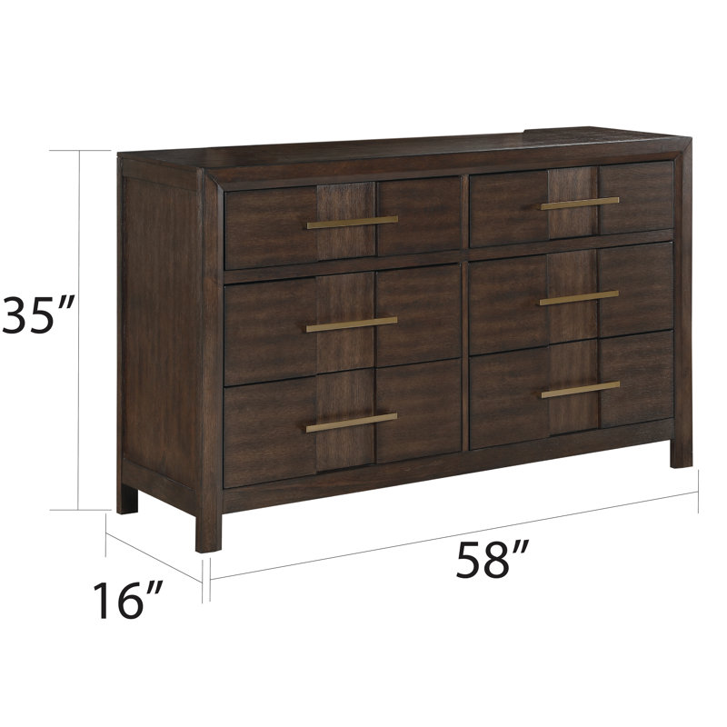 Adryan 58'' W 6 - Drawer Dresser, Brown