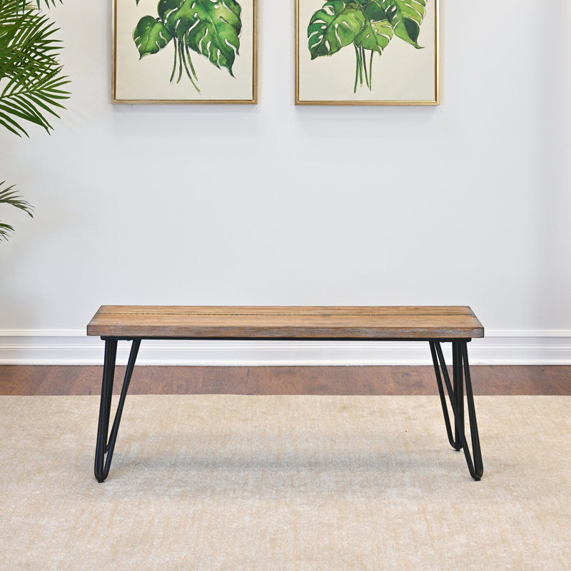 Banc de salle à manger industriel en bois, finition rustique pin foncé