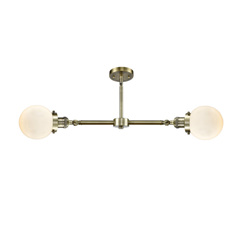 Clementina 2 - Light Kitchen Island Pendant, 6 Watt Vinage LED Bulb, Gloss White, Antique Brass