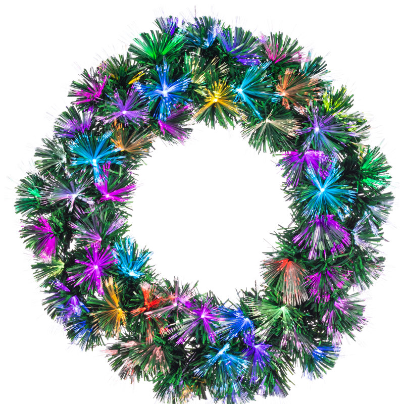 Couronne lumineuse 24 po à fibre optique multicolore à DEL changeant de couleur