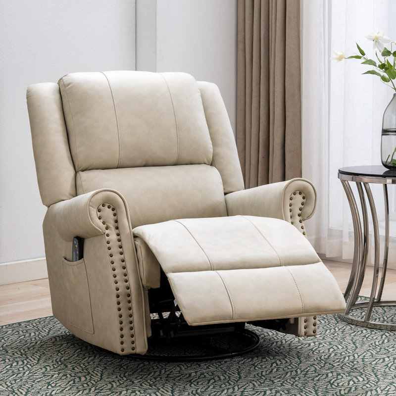 Fauteuil de massage chauffant en similicuir, Similicuir beige