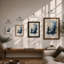 Musicians in Blue Modern - Framed Print-341610110-341610107