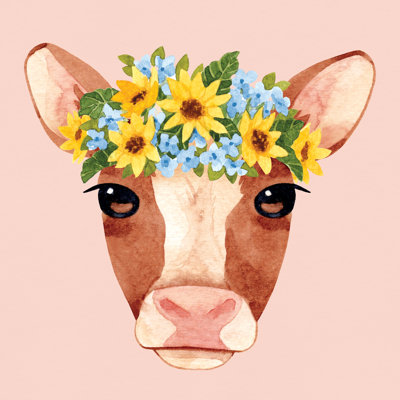 Flower Crown Calf - Wrapped Canvas Art Prints