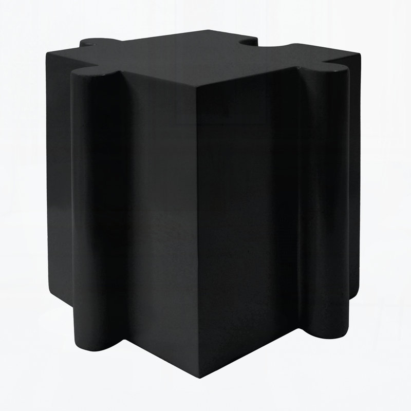 Puzzle Art Side Table, Modular Convex Edge MGO Table, Black, 17.75" H x 15.75" W x 15.75" D