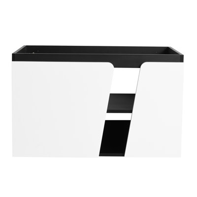 Meuble-lavabo moderne 32 po, option de fermeture en douceur, blanc et noir 32 po avec fermeture en douceur, fixation murale