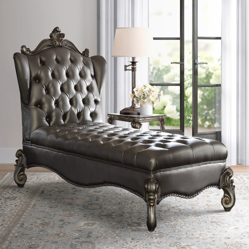 Calvert Faux Leather Chaise Lounge