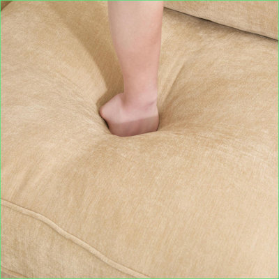Canapé modulaire 3 places en U avec repose-pieds avec rangement, tissu chenille doux | Blé