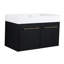 Meuble-lavabo de salle de bain avec lavabo - 36 po, extérieur en châtaignier noir, mobilier mural facile d'entretien inclus, conception élégante-874552391