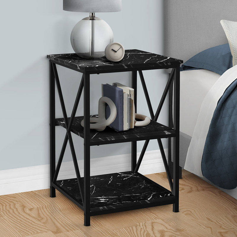 Table d'appoint avec table de chevet et lampe de salon, Black