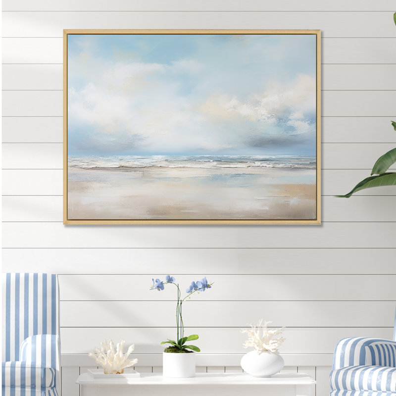 Pilkington - art mural océan côtier, Cadre naturel flottant, H 30 po x l 40 po x P 1,5 po