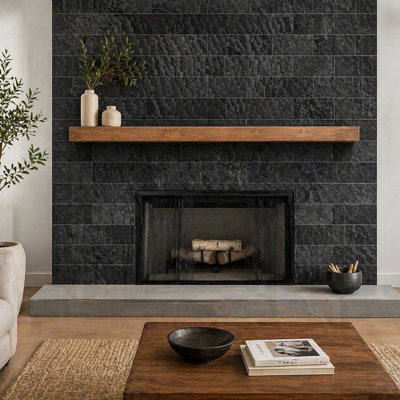 Ensemble de 100 carreaux muraux à dosseret en ardoise noir 3 "x 6" en faux pierre pour la cuisine, la salle de bain et le foyer