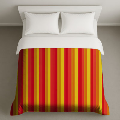 Red Yellow Vertical Stripes Duvet Covers