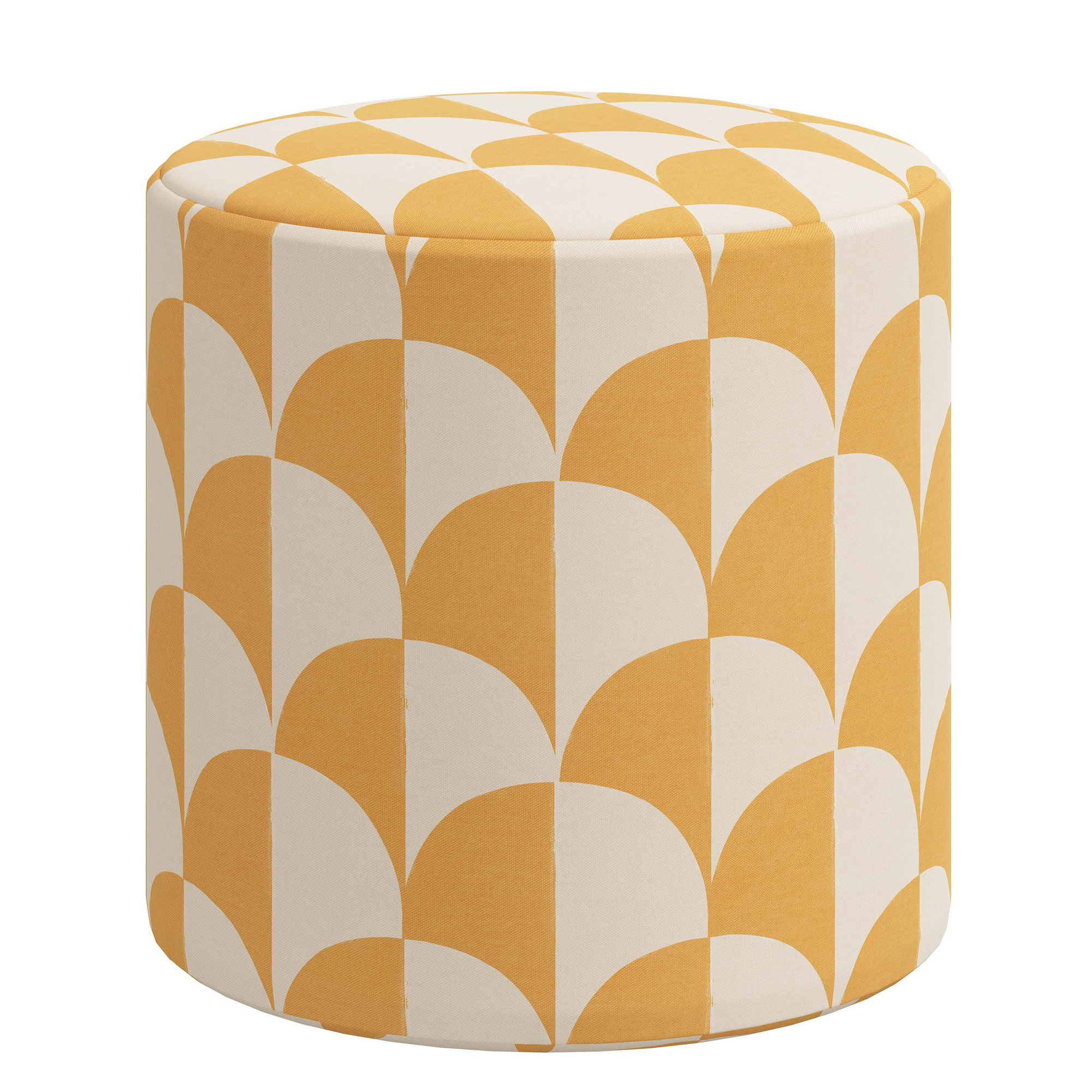 Orlando Upholstered Ottoman, Scallop Stone Gold
