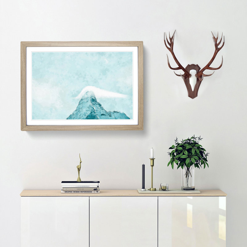 Mountain Summit - Picture Frame Graphic Art Print, 62cm H x 87cm W x 2cm D, Oak Framed
