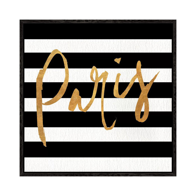 Gold Paris Collection I - Print on Canvas, Black Floater Framed, 66.04cm H x 66.04cm W x 3.81cm D