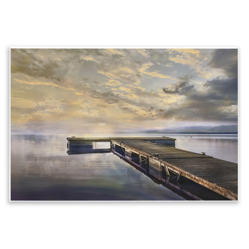 Lazy Morning Lake Dock Wall Plaque, design by Mike Calascibetta, 10" H x 15" W
