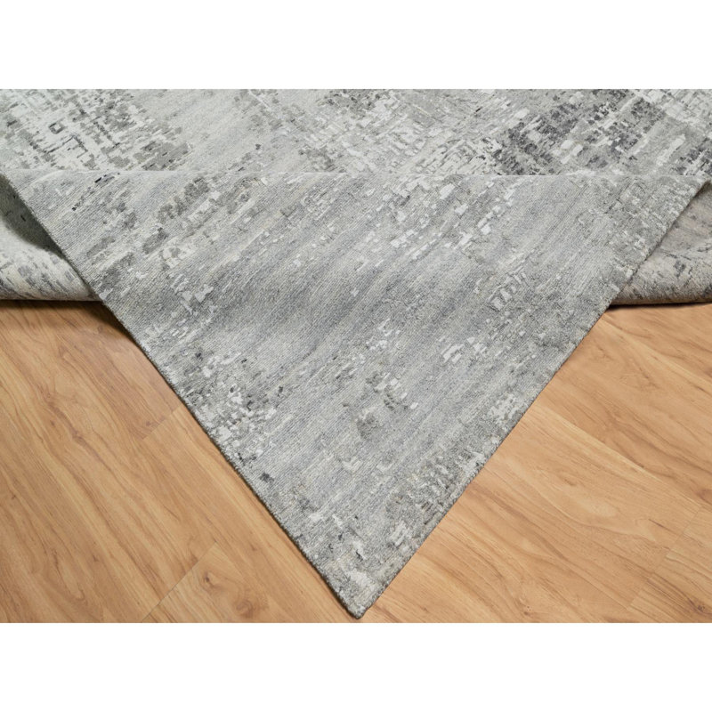 Tapis carré gris en laine naturelle nouée à la main 10 pi 2 po x 10 pi 2 po ED5DC449227447AEA3C3F10AD8231FFE