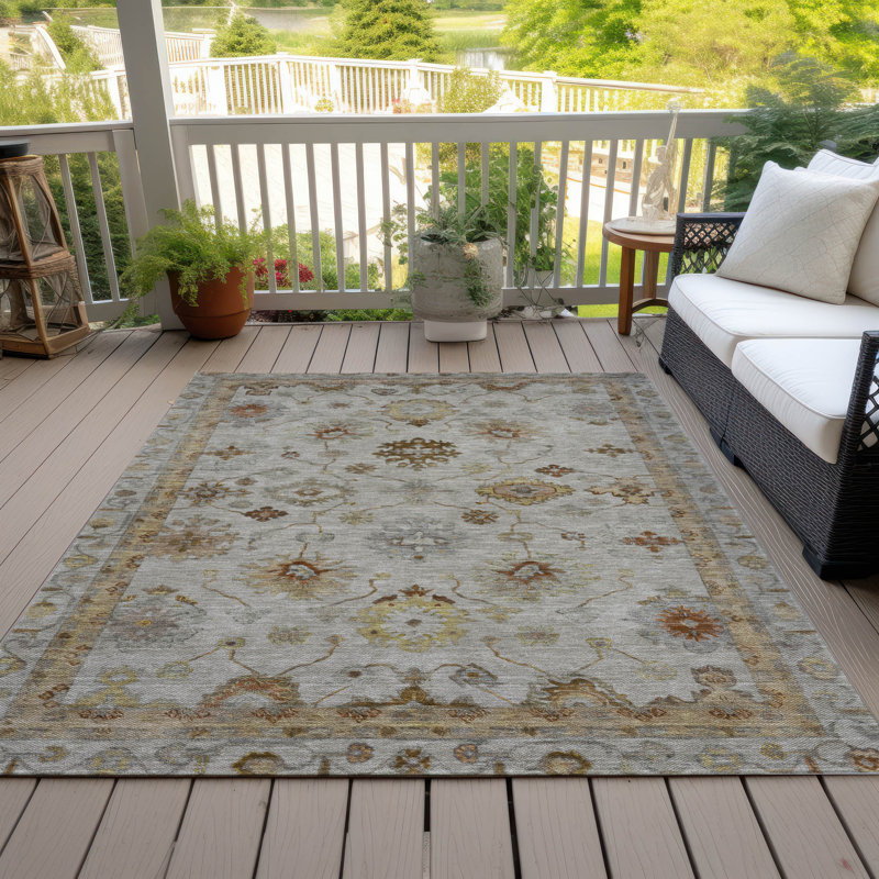 Tapis taupe Xhevrie intérieur / extérieur lavable à la machine, Rectangle 2 pi 6 po x 3 pi 10 po