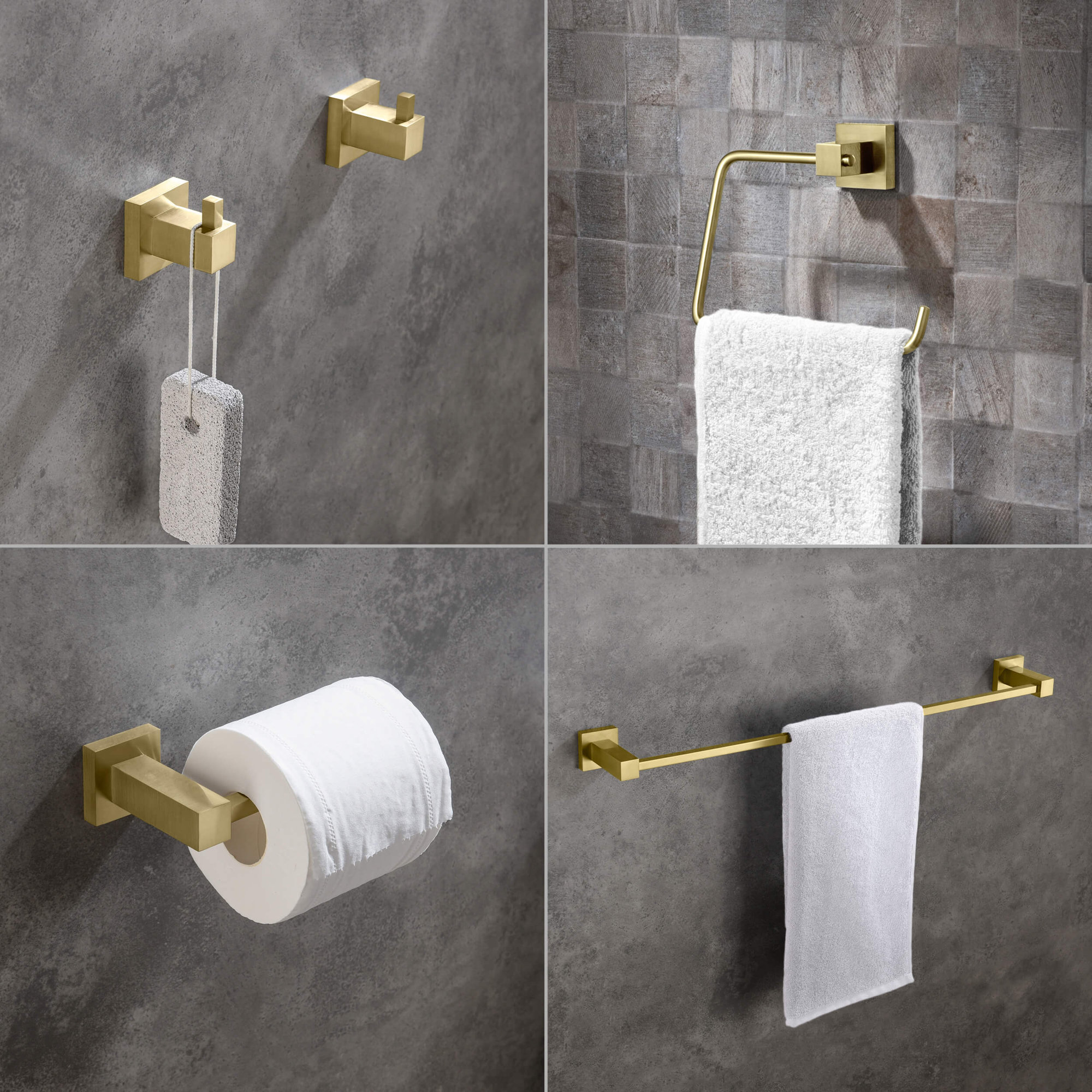 5 - Piece Bathroom Hardware Set, Brushed Gold