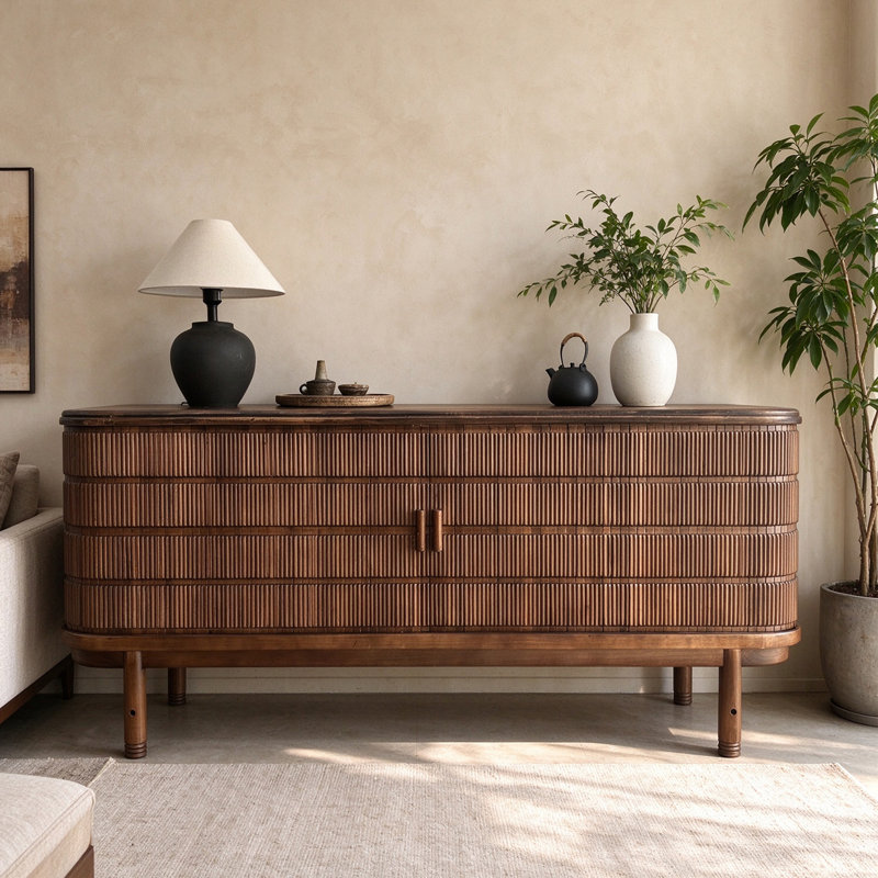 Meuble d'entrée de style Wabi Sabi, H 27,6 po x l 63 po x P 13,8 po