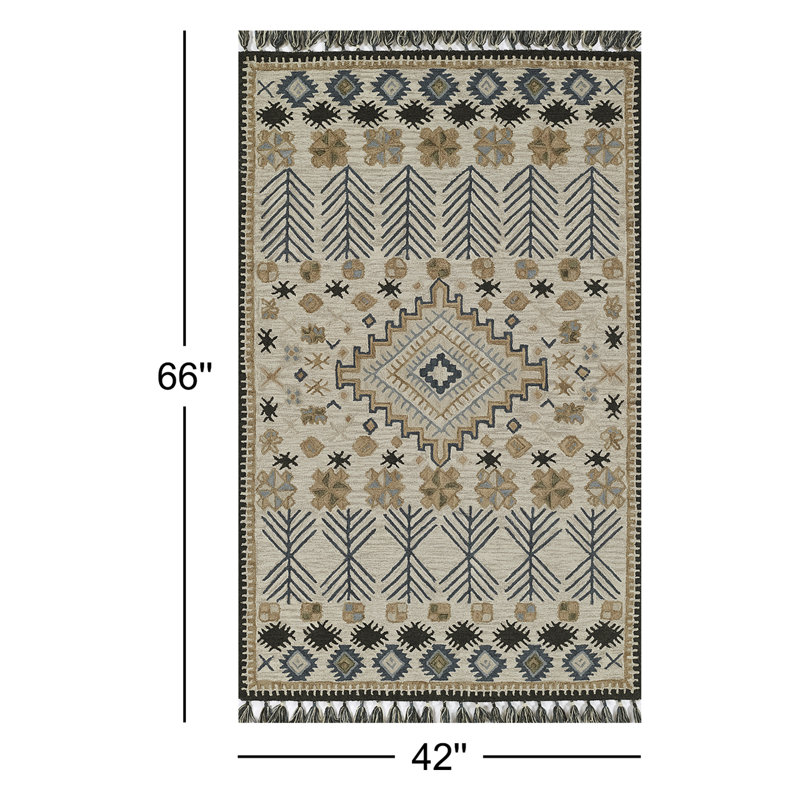 Tahoe Hand Tufted Wool Geometric Area Rug, Rectangle 3'6" x 5'6"
