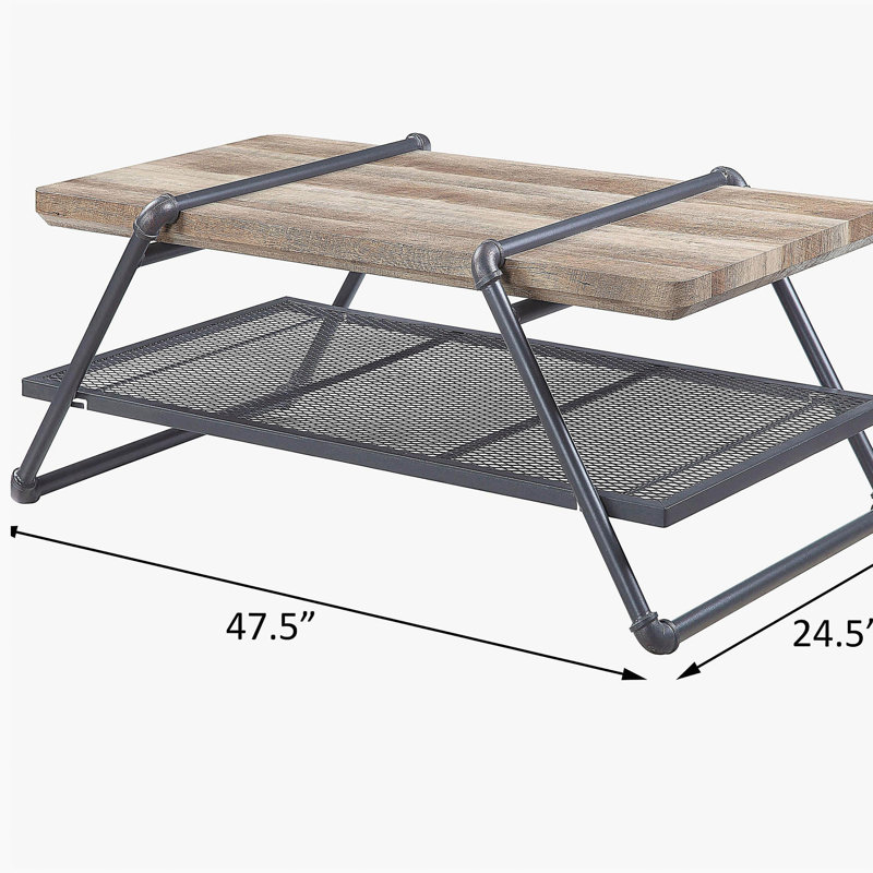 Oak and sand gray 1-layer coffee table