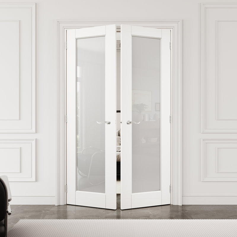 1 porte intérieure double vitrée en verre givré 1-Lite avec quincaillerie d'installation / poignées, 48 po x 96 po
