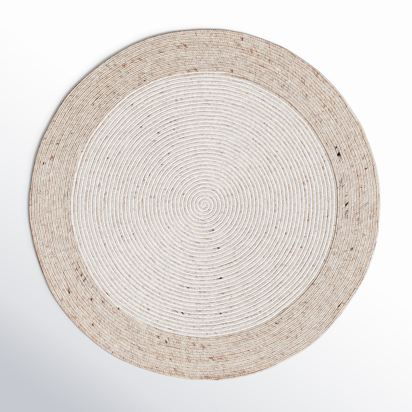 Aria Beige Ivory Hand-Woven Geometric Wool Rug, Round 4'