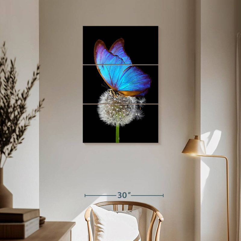 Brampt Blue Morpho On Dandelion, 57" H x 36" W