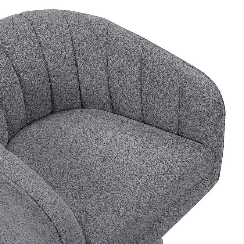 Chaise d'appoint pivotante moderne 1pc avec coussin d'assise en tissu d'ameublement bouclé gris foncé, Gris foncé
