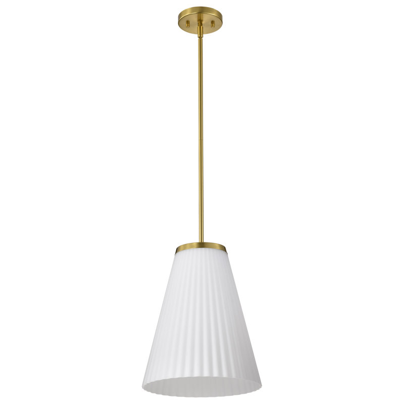 Grande suspension Royale - verre nervuré, Bronze brillant, H 14,63 po x l 12 po x P 12 po