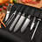 8-Piece Damascus Knife Set, Portable Roll Bag